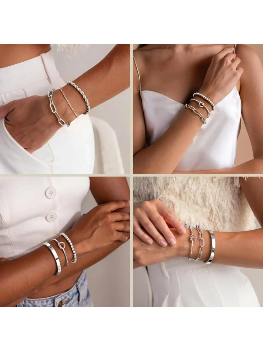 Trendy Gold Bracelet Set for Women - Waterproof, Non-Tarnish Stackable Bangles
